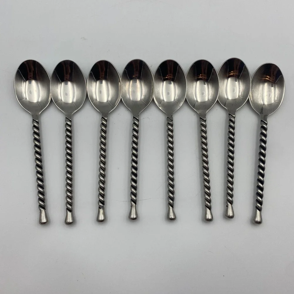Gourmet Settings Silver Tear Tablespoons Set of 8 Twisted Rope 18/8 Stainless 8